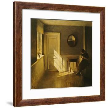 A Girl Reading in an Interior-Peter Ilsted-Framed Giclee Print