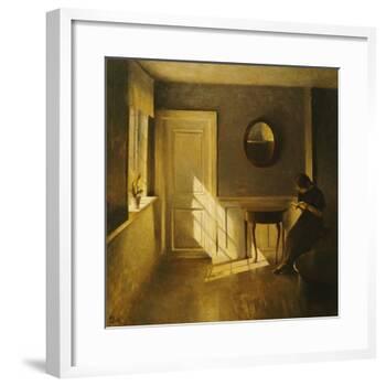 A Girl Reading in an Interior-Peter Ilsted-Framed Giclee Print