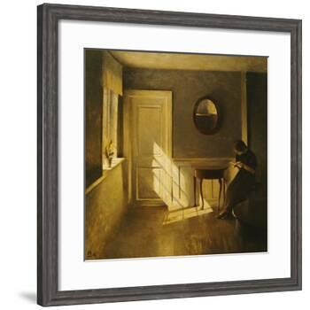 A Girl Reading in an Interior-Peter Ilsted-Framed Giclee Print