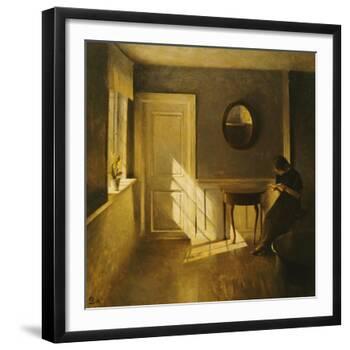 A Girl Reading in an Interior-Peter Ilsted-Framed Giclee Print