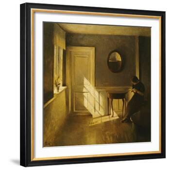 A Girl Reading in an Interior-Peter Ilsted-Framed Giclee Print