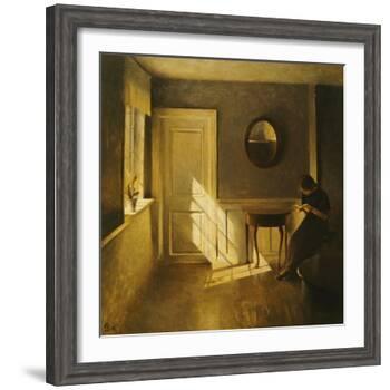 A Girl Reading in an Interior-Peter Ilsted-Framed Giclee Print