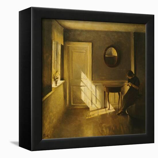 A Girl Reading in an Interior-Peter Ilsted-Framed Giclee Print