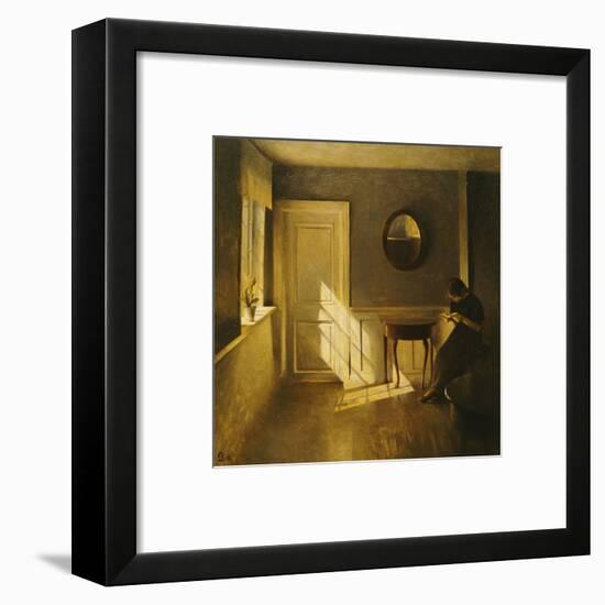 A Girl Reading in an Interior-Peter Ilsted-Framed Giclee Print