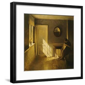 A Girl Reading in an Interior-Peter Ilsted-Framed Giclee Print