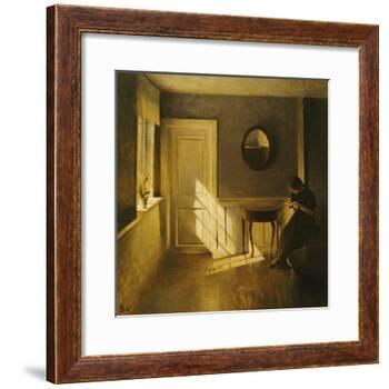 A Girl Reading in an Interior-Peter Ilsted-Framed Giclee Print