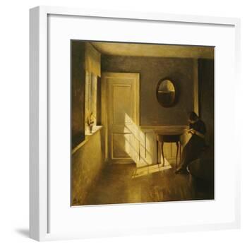 A Girl Reading in an Interior-Peter Ilsted-Framed Giclee Print