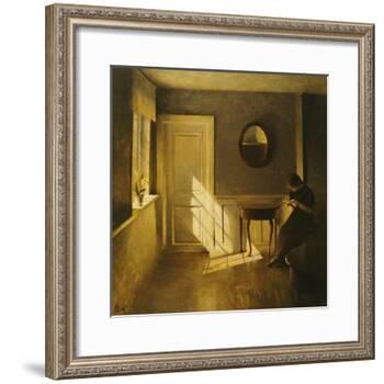 A Girl Reading in an Interior-Peter Ilsted-Framed Giclee Print