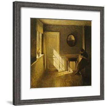 A Girl Reading in an Interior-Peter Ilsted-Framed Giclee Print