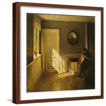 A Girl Reading in an Interior-Peter Ilsted-Framed Giclee Print