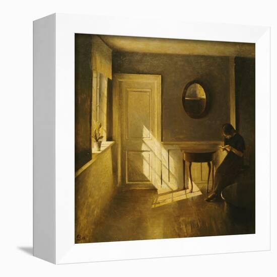 A Girl Reading in an Interior-Peter Ilsted-Framed Giclee Print