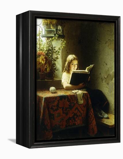 A Girl Reading-Meyer Johan Georg-Framed Premier Image Canvas