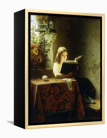 A Girl Reading-Meyer Johan Georg-Framed Premier Image Canvas