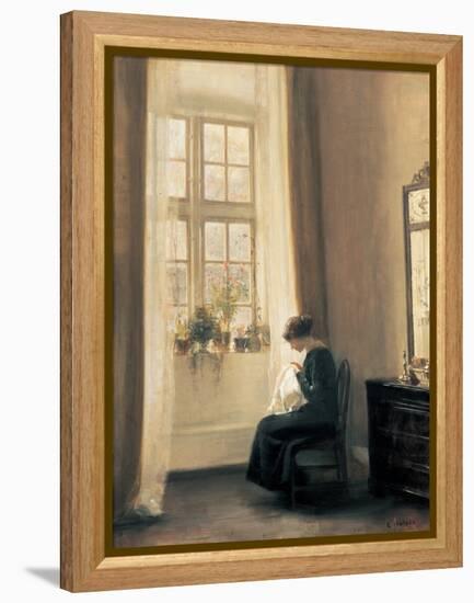 A Girl Sewing-Carl Holsoe-Framed Stretched Canvas