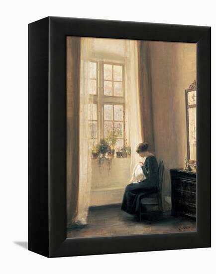 A Girl Sewing-Carl Holsoe-Framed Stretched Canvas