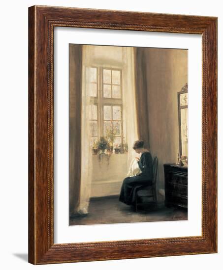 A Girl Sewing-Carl Holsoe-Framed Art Print