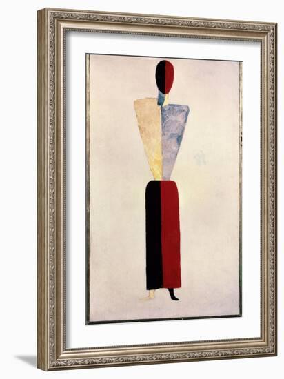 A Girl (Shape on White Background) , 1928-1932 (Oil on Wood)-Kazimir Severinovich Malevich-Framed Giclee Print