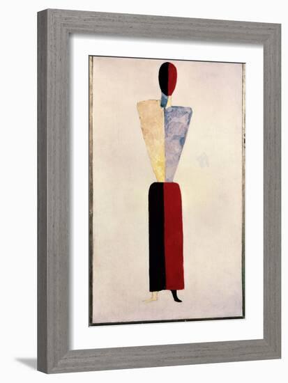 A Girl (Shape on White Background) , 1928-1932 (Oil on Wood)-Kazimir Severinovich Malevich-Framed Giclee Print