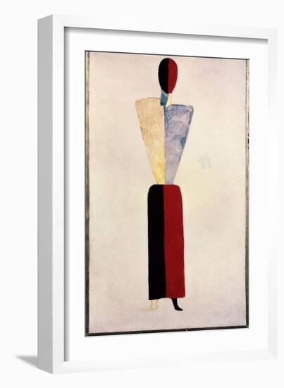 A Girl (Shape on White Background) , 1928-1932 (Oil on Wood)-Kazimir Severinovich Malevich-Framed Giclee Print