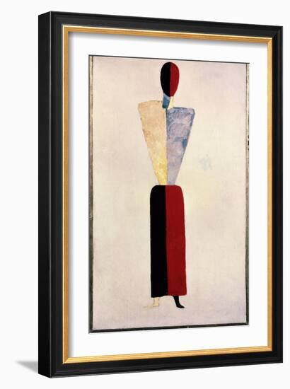 A Girl (Shape on White Background) , 1928-1932 (Oil on Wood)-Kazimir Severinovich Malevich-Framed Giclee Print