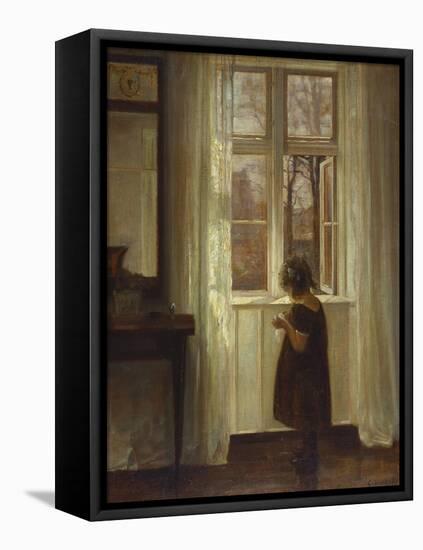 A Girl Standing at a Window-Carl Holsoe-Framed Premier Image Canvas