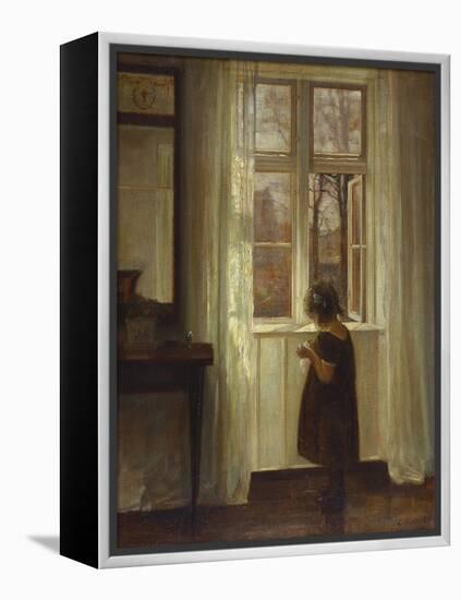 A Girl Standing at a Window-Carl Holsoe-Framed Premier Image Canvas