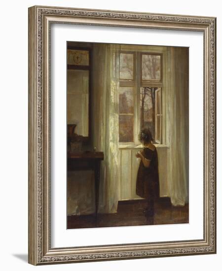 A Girl Standing at a Window-Carl Holsoe-Framed Giclee Print