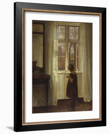 A Girl Standing at a Window-Carl Holsoe-Framed Giclee Print