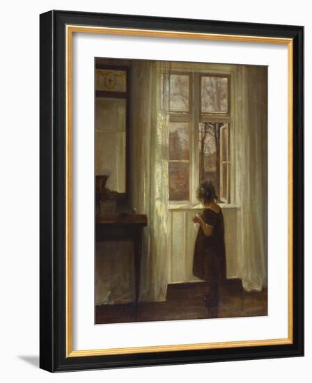 A Girl Standing at a Window-Carl Holsoe-Framed Giclee Print