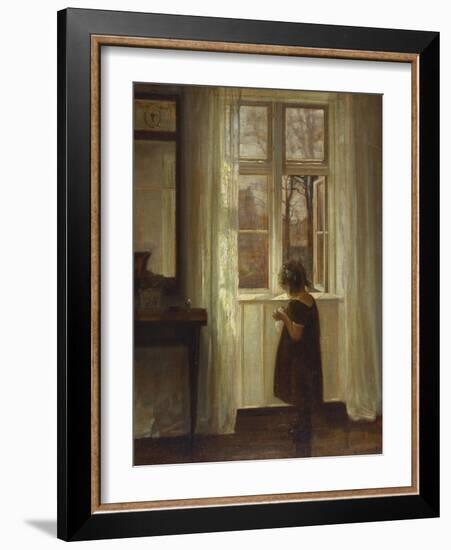 A Girl Standing at a Window-Carl Holsoe-Framed Giclee Print