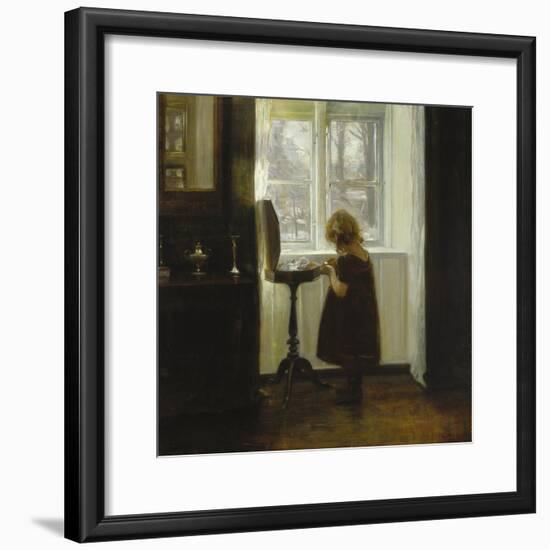 A Girl Standing by a Sewing Table-Carl Holsoe-Framed Giclee Print