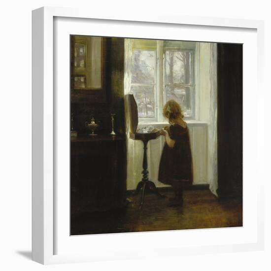 A Girl Standing by a Sewing Table-Carl Holsoe-Framed Giclee Print