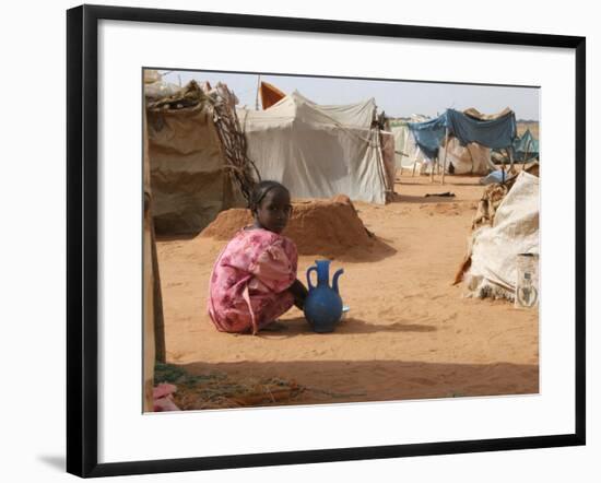 A Girl Washes Plates for Her Family in the North Darfur Refugee Camp of El Sallam October 4, 2006-Alfred De Montesquiou-Framed Photographic Print