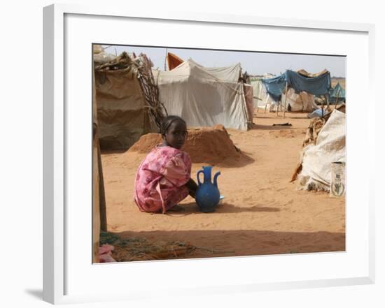 A Girl Washes Plates for Her Family in the North Darfur Refugee Camp of El Sallam October 4, 2006-Alfred De Montesquiou-Framed Photographic Print