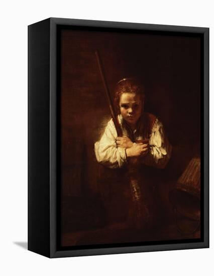 A Girl With a Broom, 1640-null-Framed Premier Image Canvas