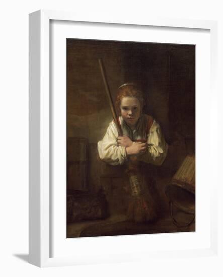 A Girl with a Broom, 1651-Rembrandt van Rijn-Framed Giclee Print