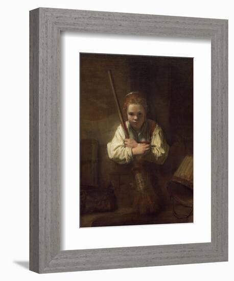 A Girl with a Broom, 1651-Rembrandt van Rijn-Framed Giclee Print