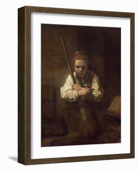 A Girl with a Broom, 1651-Rembrandt van Rijn-Framed Art Print