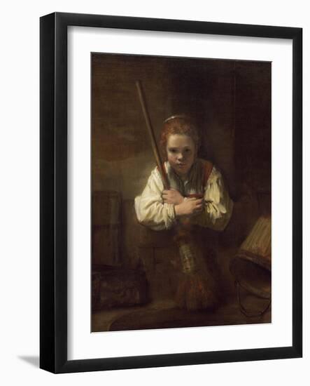 A Girl with a Broom, 1651-Rembrandt van Rijn-Framed Art Print