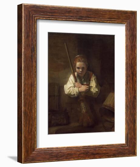 A Girl with a Broom, 1651-Rembrandt van Rijn-Framed Art Print