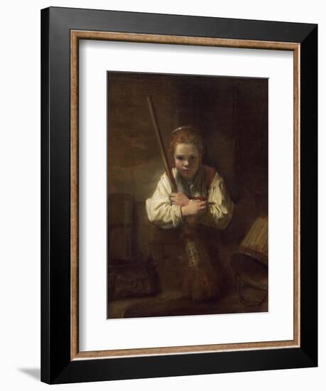 A Girl with a Broom, 1651-Rembrandt van Rijn-Framed Art Print