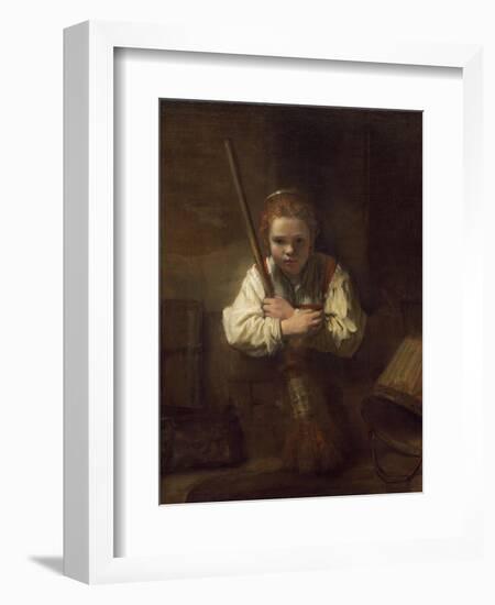 A Girl with a Broom, 1651-Rembrandt van Rijn-Framed Art Print