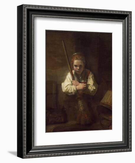 A Girl with a Broom, 1651-Rembrandt van Rijn-Framed Art Print