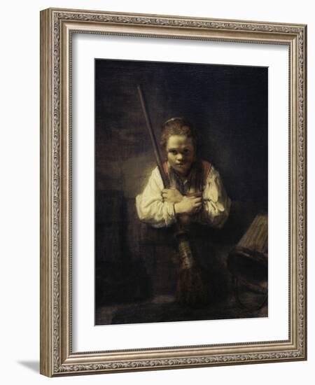 A Girl with a Broom-Carel Fabritius-Framed Giclee Print