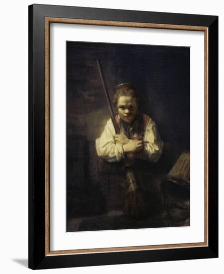 A Girl with a Broom-Carel Fabritius-Framed Giclee Print