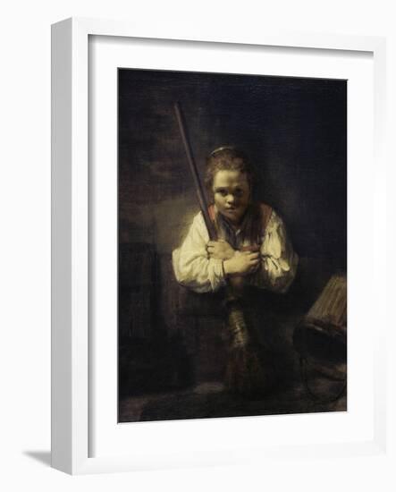 A Girl with a Broom-Carel Fabritius-Framed Giclee Print