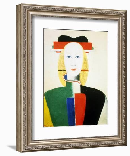 A Girl with a Comb, 1932-1933-Kazimir Malevich-Framed Premium Giclee Print