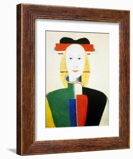 A Girl with a Comb, 1932-1933-Kazimir Malevich-Framed Premium Giclee Print