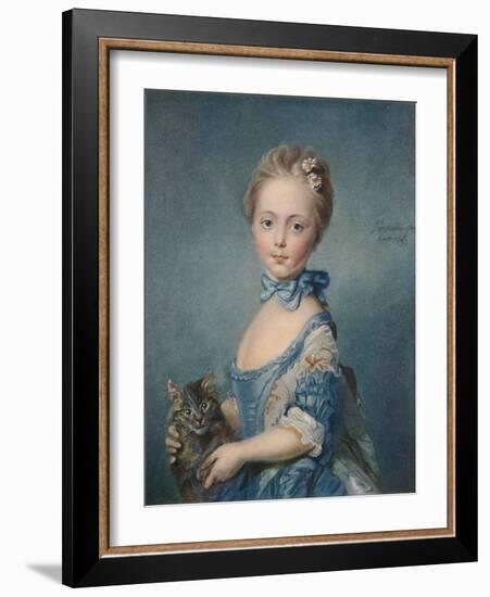 A Girl with a Kitten, 1743, (1902)-Jean-Baptiste Perronneau-Framed Giclee Print
