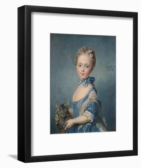 A Girl with a Kitten, 1743, (1902)-Jean-Baptiste Perronneau-Framed Giclee Print